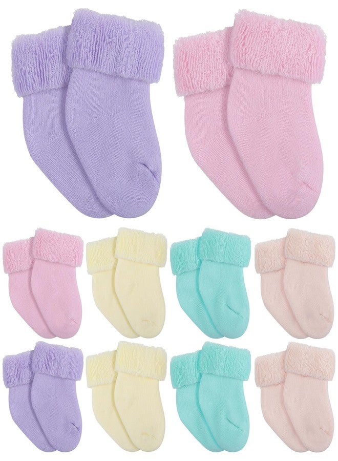 Twistover 10 Pairs Preemie Baby Terry Cotton Turn Cuff Socks for Newborn Girls Boys - Nicu(Macaron Colors,Preemie) - Image 1